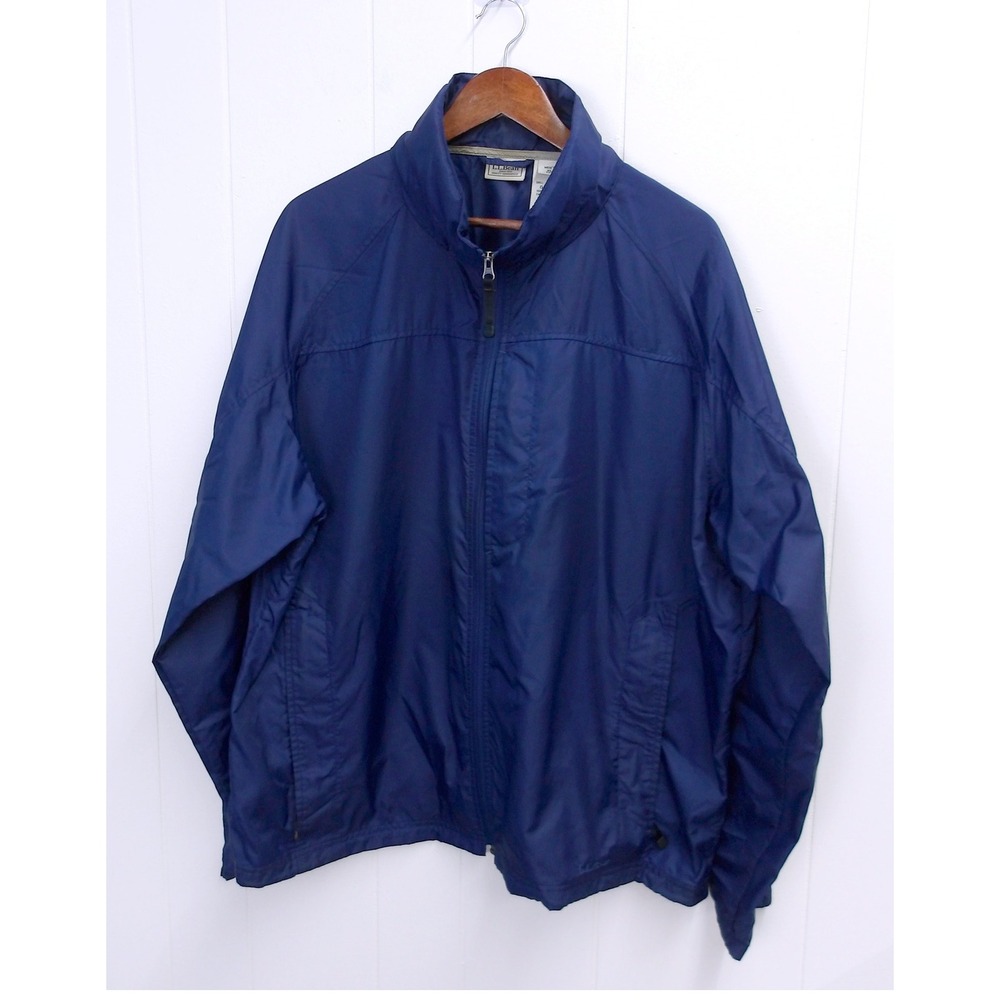 L.L.Bean Mens XL Navy Blue Nylon Lightweight Windbreaker Jacket / #1051